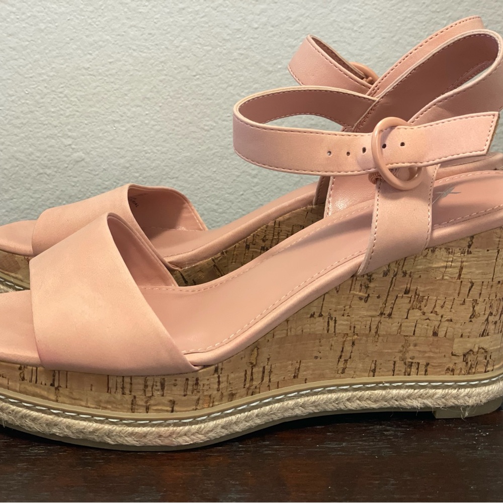 New, never worn Pink/peach Espadrille Sandals with Ankle Strap